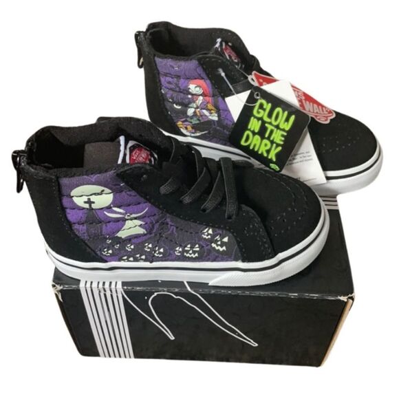 NWT Nightmare Before Christmas Vans Glow in Dark HTF Size 5C - Picture 1 of 5